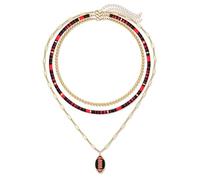 XOCARTIGE Rainbow Surfer Heishi Necklace for Women Stackable Ball Beaded Choker Necklace Layered Paperclip Link Chain Necklaces Summer Beach Jewelry Set, Metal, No Gemstone