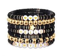 XOCARTIGE Surfer Heishi Bracelets for Women Stackable Rainbow Vinyl Disc Clay Beaded Stretch Bracelets Elastic Layering Friendship Bracelets Boho Summer Beach Jewelry, L, Vinyl, Pearl