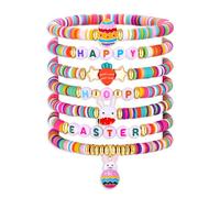XOCARTIGE Surfer Heishi Bracelets for Women Stackable Rainbow Vinyl Disc Clay Beaded Stretch Bracelets Elastic Layering Friendship Bracelets Boho Summer Beach Jewelry, L, Vinyl, Pearl