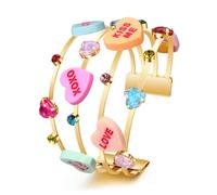 XOCARTIGE Valentine’s Day Cuff Bracelets for Women Conversation Heart Bracelets Candy Heart LOVE XOXO Bracelet Bangles Valentine’s Day Jewelry Accessories Outfits Gifts, L, no gemstone