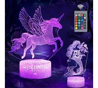 xocome 3D Unicorn Mermaid Night Light 16 Colors 2 Patterns Auto Off Time with Smart Touch and Remote Control Unicorn Lights for Girls Room Toys Birthday