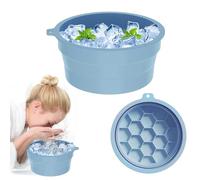 xocome Blue Silicone Face Ice Bowl - Foldable Ice Bath with Built-in Ice Tray, Portable Quick Cooling Facial Basin for Soothing Skin, Ideal for Home & Travel Use