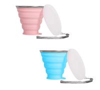 xocome Foldable Cup, 250 MLReusable Food Grade Folding Mug with Lids, Expandable Retractable Drinking Set, Portable, Pocket Size for Outdoor Camping Travel and Hiking(2 Pack)
