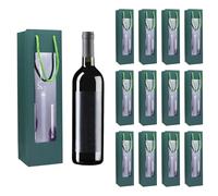 xocome Set of 12 Wine Bottle Bags with Window & Handle - Green Gift Bags for Wine Bottles, Ideal for Weddings, Parties & Events Powerful & Stylish Presentation, NO, Modernity