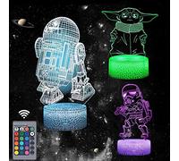 xocome Star Wars Night Light with 3 3D Illusion Patterns and 16 Colors Changing Auto Shut Off with Smart Touch and Remote Control for Home Decoration Star Wars Gift for Boys