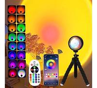 Xoddi Sunset Projection Lamp With APP, 16 Colors LED Night Light, 360° Rotation for Bedroom Decor and Aesthetic Room Decor, Gifts for Women (SUNLAMP-P)