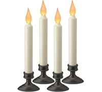 Xodus Innovations Battery Operated LED Window Candle Dusk to Dawn Light Sensor Aged Bronze Base Amber Flicker Flame (4 Pack)