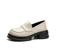 XOEKD Women Moccasins Platform Raised Comfortable Retro Slip On Round Toe Office Work Moccasin Fashion Memory Foam Dress Business Casual Shoe, apricot, 3 UK