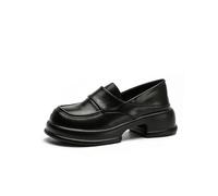 XOEKD Women Moccasins Platform Raised Comfortable Retro Slip On Round Toe Office Work Moccasin Fashion Memory Foam Dress Business Casual Shoe, black, 10 US Wide