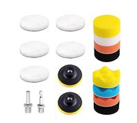 XoeLLe 17 Pcs Car Polishing Pads - 80mm Buffing Pads, Drill Buffer Attachment, with Drill Adapters, for Cordless Screwdrivers, Polishing Machines, Sanding, Waxing