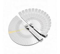 XoeLLe 2pcs Feeler Gauges 32-Blade Straight And 16-Blade Offset Gap Tool | Spark Plug Dual Markered Imperial Metric For Valves Guitar Plug Piston Measure (Measurement Range 0.04-0.88mm, 0.127-0.508mm)