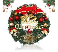 XoeLLe 30CM/11,8inch Door Wreath, Christmas Wreath Christmas Door Decorations Artificial Retro Red Greenery Floral Wreath for Wall and Outside Window, Porch, Wall