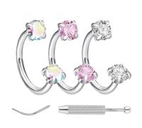 XoeLLe 3pcs 18G 6mm Horseshoe Nose Ring With Tool Septum Ring