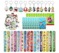 XoeLLe 98pcs Kids Party Bag Fillers, 12pcs Keyrings for Kids, 16pcs Slap Bands, 50pcs Anime Stickers, 20pcs Gaming Party Bags, Goodie Bags for Boys Girls Birthday Party Gift Supplies