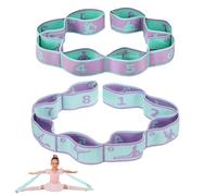 XoeLLe Yoga Stretching Strap, 2Pcs Yoga Straps Equipment Stretching Strap with 8 Loops Elastic Leg Stretch Band Exercise and Physical Therapy Belt for Rehab Stretcher for Pilates, Dance & Gymnastics
