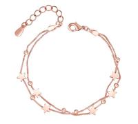 XOEMEL Silver Star Bracelet Sterling Silver Bracelet for Women Layered Charm Bracelets for Women Ladies Rose Gold Bracelets Friendship Bracelets Women's Jewellery
