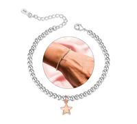 XOEMEL Sterling Silver Bracelet for Women 5MM Round Silver Bead Bracelet Adjustable Star Charm Bracelet for Women Teenage Silver Ladies Bracelet
