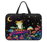 Xoenoiee 10 inch Frog Colorful Mushroom Starry Night Pattern Laptop Bag Carrying Case Portable Laptop Bag Compatible with Laptop Computer for Women Men