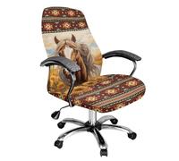Xoenoiee Aztec Tribal Horse Sunflower Print Office Chair Covers, Stretch Computer Chair Cover, Universal Boss Chair Covers Rotating Chair High Back Chair Slipcover for Home Office, Small