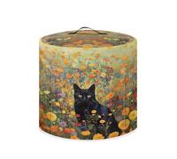 Xoenoiee Black Cat Floral Pattern Kitchen Appliance Dust Cover with Pockets, Electric Pressure Cooker & Air Fryer Cover, 8 Qt Pot