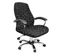 Xoenoiee Black Leopard Print Office Chair Covers, Soft Rotating Chair Slipcovers, Removable Anti-Dust Chair Protective Cover High Back Boss Chair Cover with Button, Small