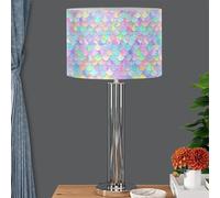 Xoenoiee Colored Mermaid Scale Print Lampshade for Floor Light Table Lamp, Pendant Light, Home Decor PVC Drum Lamp Shade European, UNO, Spider, Large
