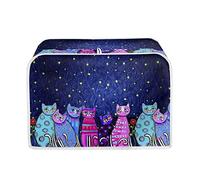 Xoenoiee Colorful Cats Pattern Toaster Cover for 2 Slice Small Appliance - Organizer Bag for Bread Maker, Washable Oven Cover, S