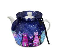 Xoenoiee Cute Cat Starry Night Print Tea Cozy Cotton Tea Cosy for Teapots Keep Warm Teapot Cover Insulated Kettle Cover for Home Kitchen Table Decor