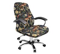 Xoenoiee Dragonfly Mushroom Daisy Flower Print Computer Office Chair Covers Stretchable Soft Fit Universal Desk Rotating Slipcovers, Removable Washable Chair Protector Cover with Button, Small