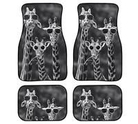 Xoenoiee Funny Giraffe Pattern Car Front Rear Carpet Floor Mat Liner Set - 4 Pieces Car Truck SUV Heavy Duty Rubber Floor Mats Car Interior Decoration