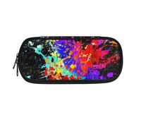 Xoenoiee Large Pencil Case Colorful Paint Splatter Geometry Pattern Zipper Pencil Bag for Boy Girl Teens Students School Supplies Pen Bag Simple Pencil Pouch Stationery Organizer