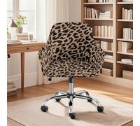 Xoenoiee Leopard Brown Cheetah Pattern Swivel Accent Dining Chair Cover Stretch Mid Back Accent Office Desk Chair Slipcover Soft Arm Chair Protector for Home Office