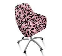 Xoenoiee Leopard Pink Cheetah Pattern Office Chair Covers Computer Stretch Accent Dining Chair Covers Swivel Desk Chair Armrest Slipcover for Mid-Back Rotating Chairs