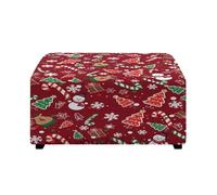 Xoenoiee Ottoman Cover Square Storage Ottoman Slipcover Stretch Footrest Stool Covers with Elastic Bottom for Rectangle & Square Ottomans, Christmas Tree Reindeer Snowman, Large