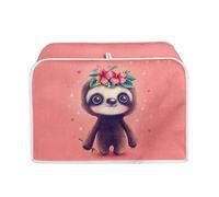 Xoenoiee Pink Sloth Pattern 4 Slice Toaster Cover Washable Small Appliance Covers Toaster Bag Dust Cover with Top Handle Cute Toaster Oven Cover, M