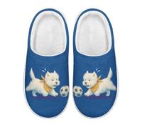 Xoenoiee West Highland White Terrier Pattern Slippers for Women Men Soft Comy House Slippers Lightweight Slip-On Fluffy Bedroom Home Shoes for Indoor Outdoor, 5.-6.5 W/4.5-5.5 M