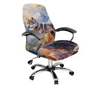Xoenoiee Wolf Moutain Pattern Office Chair Covers, Soft Rotating Chair Slipcovers, Removable Anti-Dust Chair Protective Cover High Back Boss Chair Cover with Button, Large