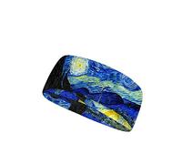 Xoenoiee Women Sweatband Headbands Unisex Breathable and Non-Slip Moisture Wicking Men Head Workout Sweatbands for Running Yoga, Van Gogh Starry Night, 3 Pack