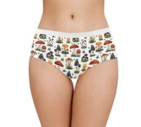 Xoenoiee Womens Underwear Hipster Panties for Ladies Girl White Lace Mid Waist Women's Briefs Wild Mushrooms Pattern Underpants, XL