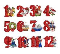 Xoeryoy 12 Days of Christmas Ornaments 24PCS 3.2" Wooden Numbers Christmas Tree Ornaments Vintage Hanging Decor for Xmas Holiday Party Supplies Style 1