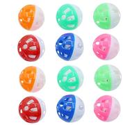 Xoeryoy 12Pcs Cat Toy Ball with Bell, 1.5 Inch Colorful Mesh Hollow ABS Plastic Cat Bell, Jingle Voice and Attractive Colors Interactive Toys for Kitten, Color Random