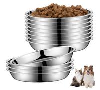 Xoeryoy 12Pcs Stainless Steel Bowls 6x1 Inch Round Wide Small Stainless Steel Bowl with Flat Base Metal Mixing Bowls for Small Dogs and Cats or Meal Prep, Cooking