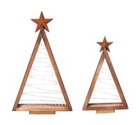 Xoeryoy 2Pcs Christmas Table Decor, Light Up Wooden Christmas Tree for Farmhouse Home Kitchen Table Mantle Shelf Party Decor