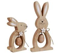 Xoeryoy 2PCS Easter Bunny Wooden Rabbit Figures Easter Decorations for Home Office Table Centerpieces Tiered Tray Decor