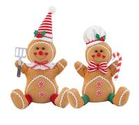 Xoeryoy 2Pcs Gingerbread Plush Christmas Boy Girl Gingerbread Stuffed Doll Plush Toys for Tiered Tray Holiday Party Home Decorations