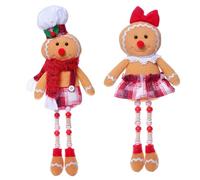 Xoeryoy 2Pcs Gingerbread Plush His and Her Christmas Indoor Gingerbread Stuffed Doll for Tiered Tray Party Home Decorations 17 Inch