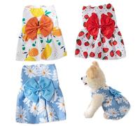 Xoeryoy 3 Pcs Puppy Clothes For Small Dogs Girl Cute Bow Female Small Pet Harness Dress Breathable Summer Sleeveless Assorted Styles Dog Princess Dress for Cat, Rabbit