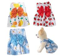 Xoeryoy 3 Pcs Puppy Clothes For Small Dogs Girl Cute Bow Female Small Pet Harness Dress Breathable Summer Sleeveless Assorted Styles Dog Princess Dress for Cat, Rabbit #·