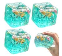 Xoeryoy 3PCS Stress Cubes, 5.5cm Clear Sensory Squeeze Toy 3D Cartoon Design with Sequins Portable Elastic Plastic Fidget Toy for Kids & Adults