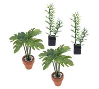 Xoeryoy 4pcs Dollhouse Plants, Realistic Bamboo & Monstera Leaf Miniature Plants For Dollhouse Decor